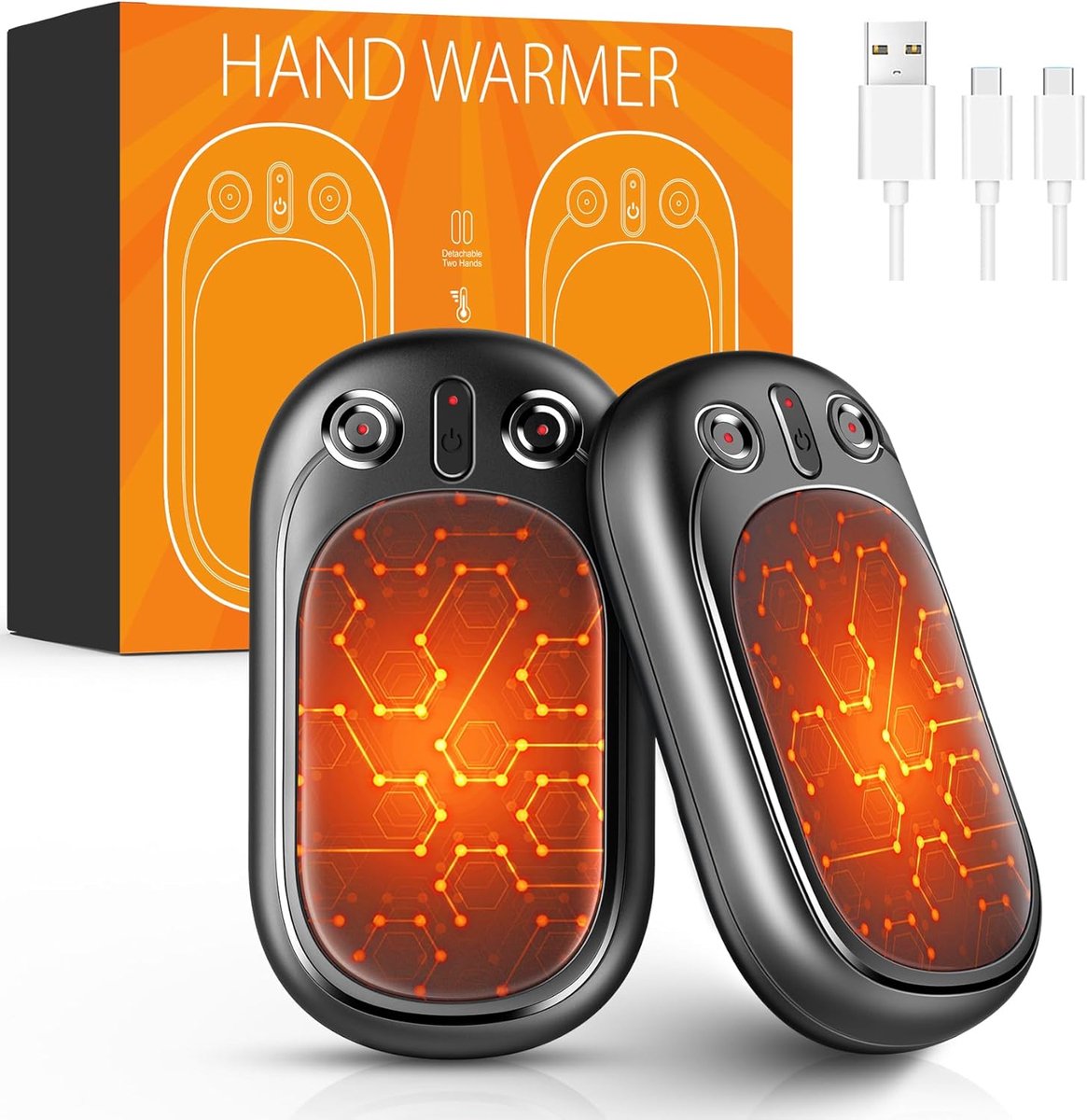 SnelShoppen - Elektrische Handwarmers USB Oplaadbaar Set van 2 - 12 Uur Pocket Warmer Herbruikbaar voor Winter, Camping, Hiking, Skiën en Raynaud - Ko