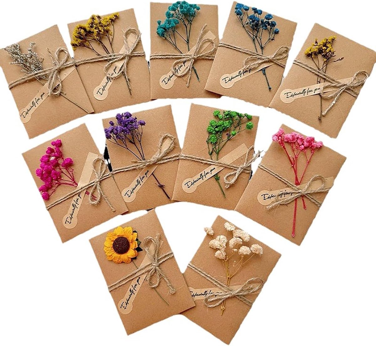 SnelShoppen - 10-delige Wenskaarten Set - Handgemaakte Kaarten voor Feestdagen, Verjaardagen, Bedankjes - Kleurrijke Kaarten van Hoogwaardige Papier -