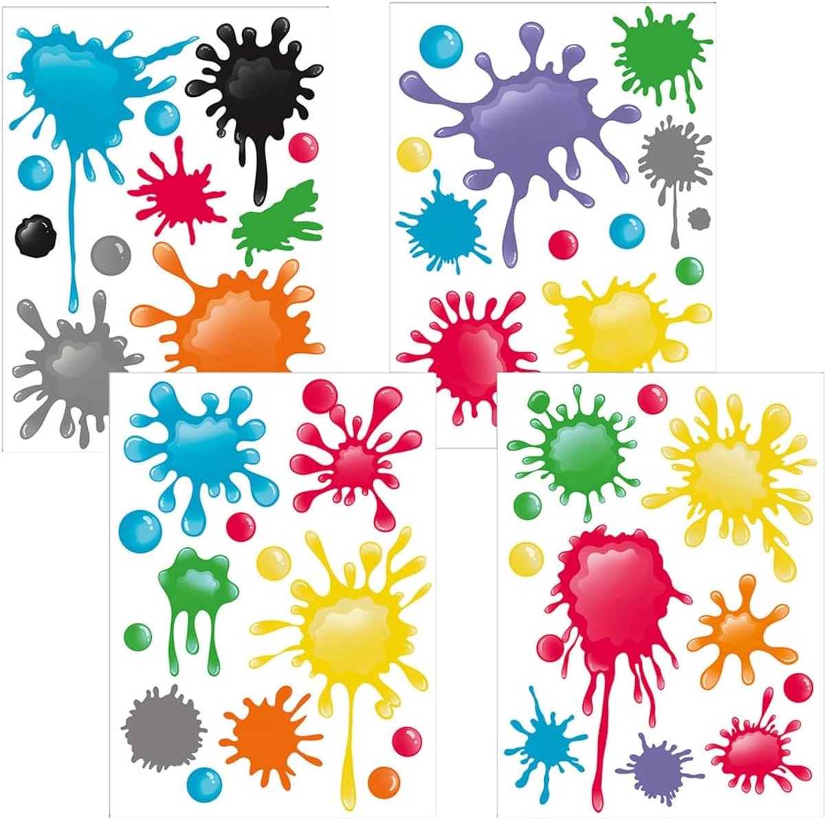SnelShoppen - Set van 4 Auto Stickers, Weerbestendig, Voor Voertuig, Scooter, Moped, Motorhelm, Fiets, Auto Stickers (22 x 30 cm)