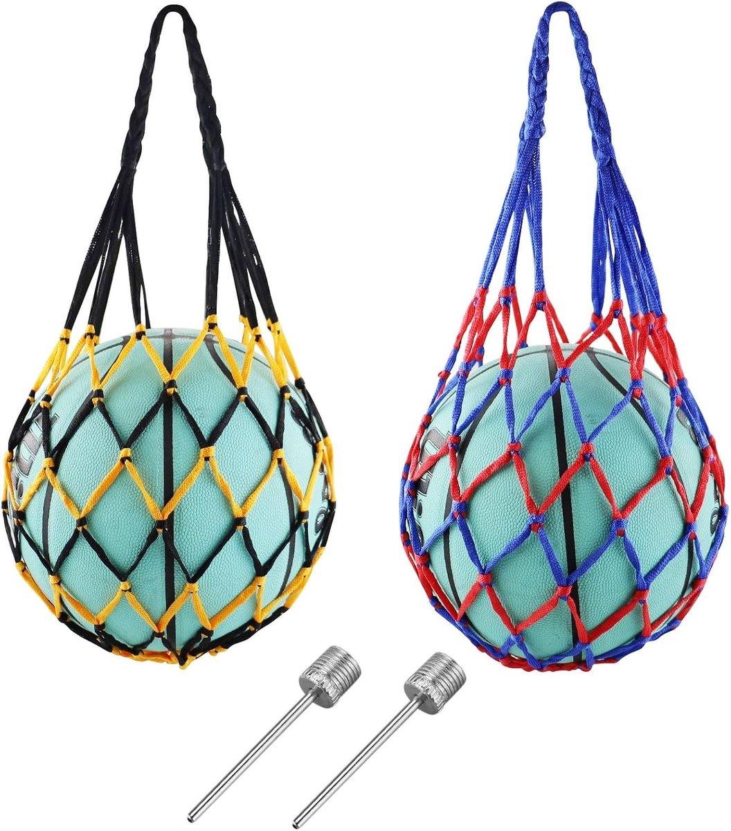 SnelShoppen - 2x Ballen Netten - Draagbare Sport Ballen Net voor Voetbal, Basketbal, Volleybal - Sterk Nylon - Inclusief 2 Pomp Nadels - Perfect voor