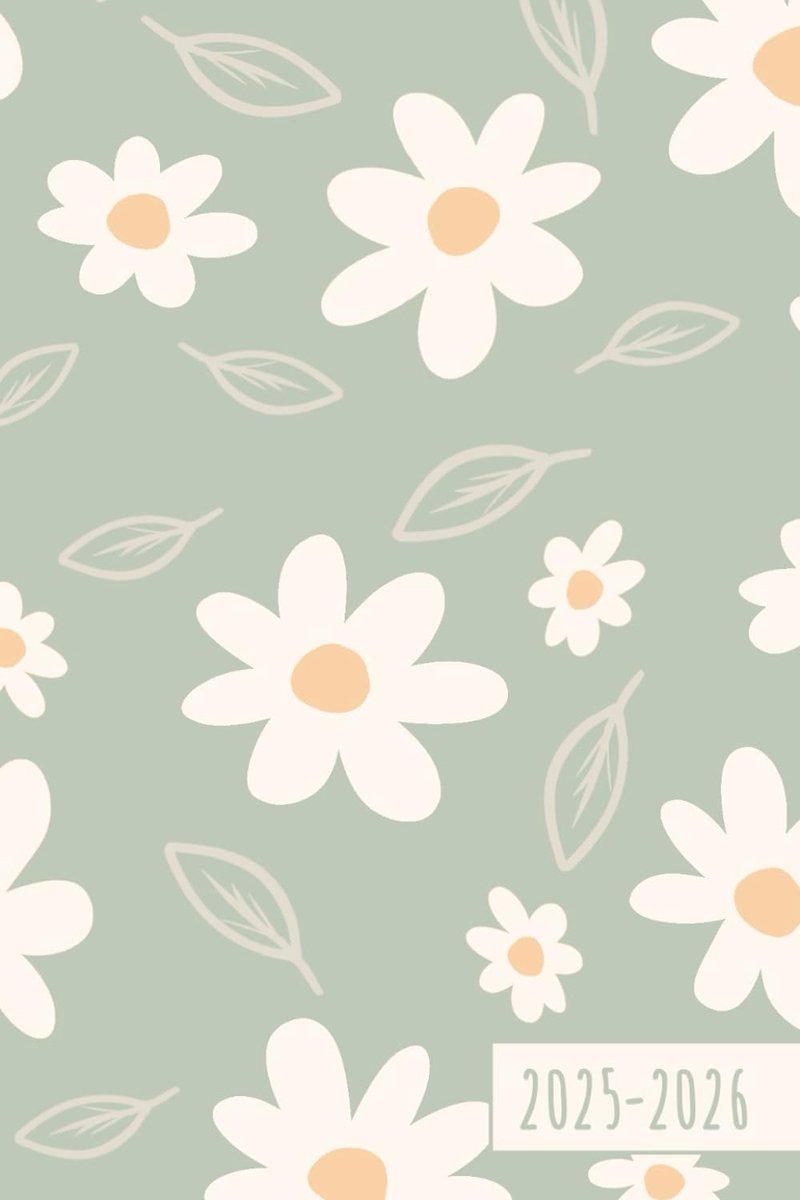 SnelShoppen - Agenda 2025 2026 Fleurs Vert Pastel | Semainier A6 Pocket | 10x15 cm | Planning Hebdomadaire | To-Do Lijst | August - Juli | Frans