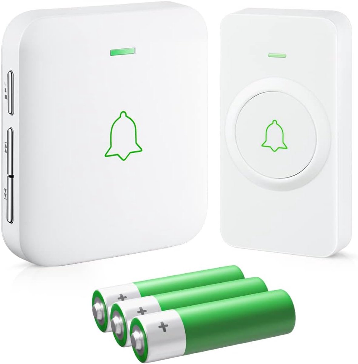 SnelShoppen - Draadloze Deurbel Batterij Wit, Mini Wireless Bell 300M, IP55 Waterdichte Elektronische Deurbel met 52 Melodieën en LED Indicator