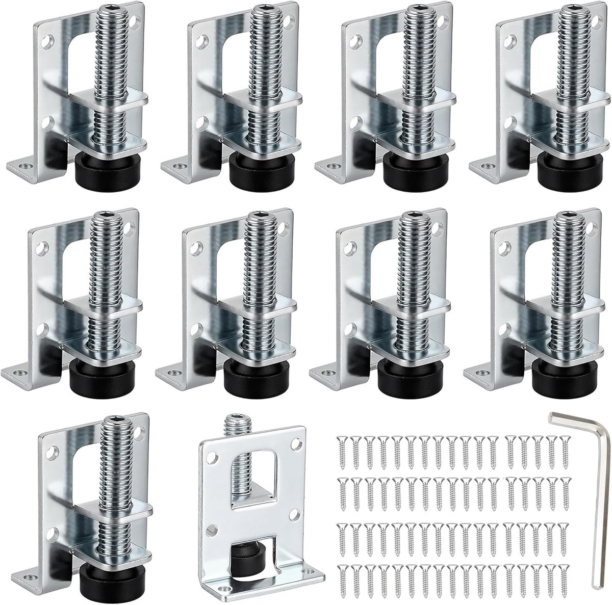 SnelShoppen - Pack van 10 Verstelbare Meubelpoten 55 mm - Hoogwaardige Carbon Staal - Inclusief 60 Schroeven en 1 Inbussleutel - Perfect voor Meubels