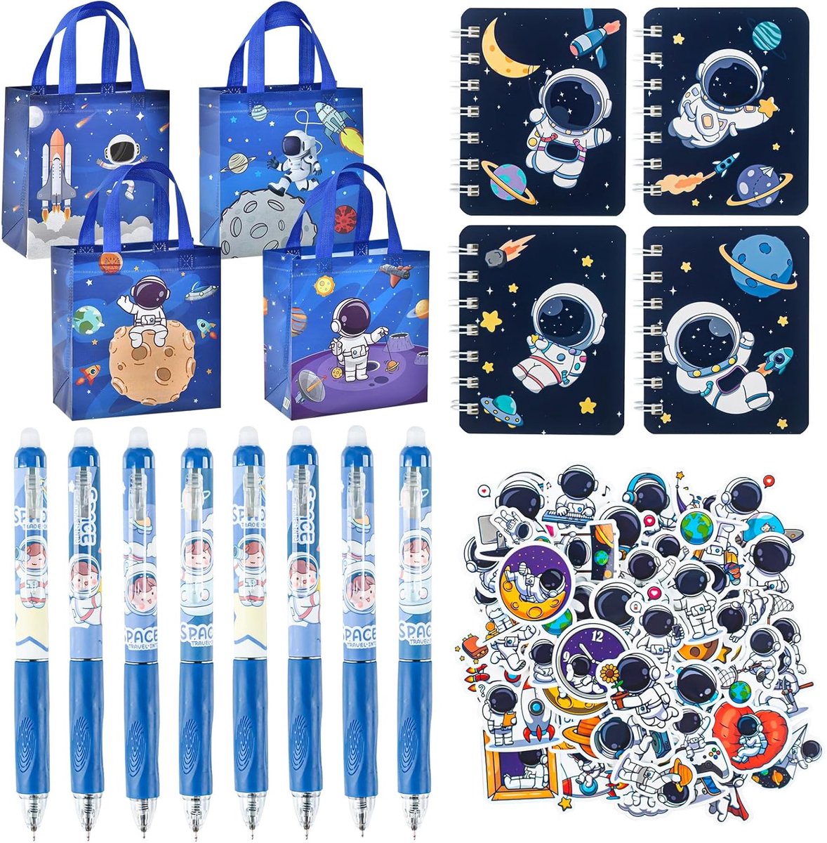 SnelShoppen - Birthday Gifts for Kids, Ruimte Set, School Material, Spiral Notitieblok, Pen Stickers, Non-Woven Fabric Gift Bag voor Kinderfeestjes -
