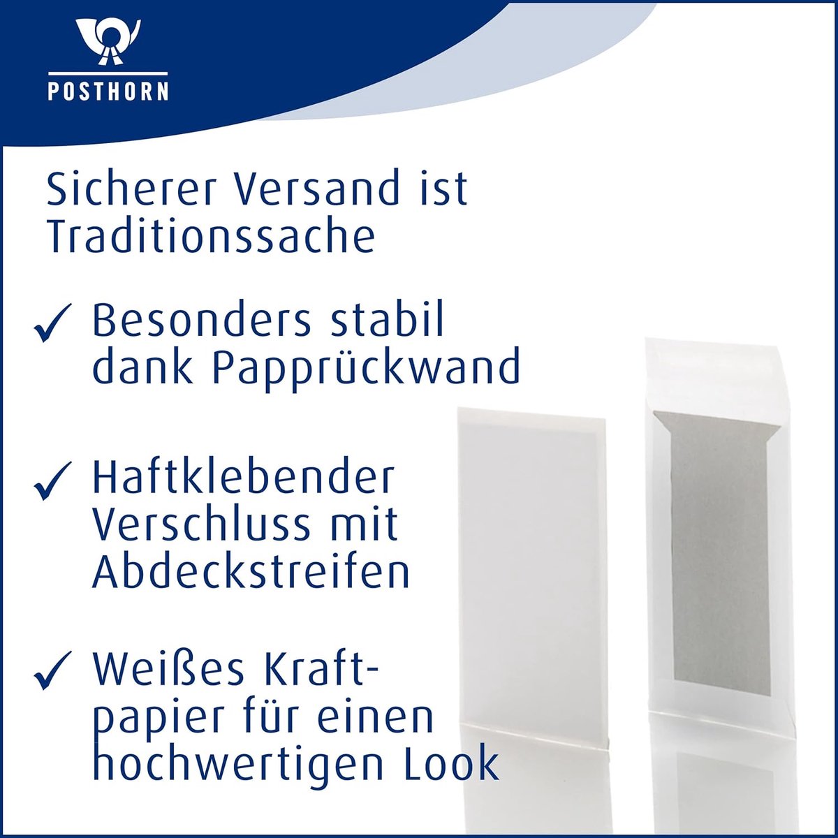 SnelShoppen - Zelfklevende Verzendtassen met Kartonnen Achterwand B4 (100 Stuks), Wit, 353 x 250 mm, Stevige Verpakking voor Veilig Verzenden van Docu