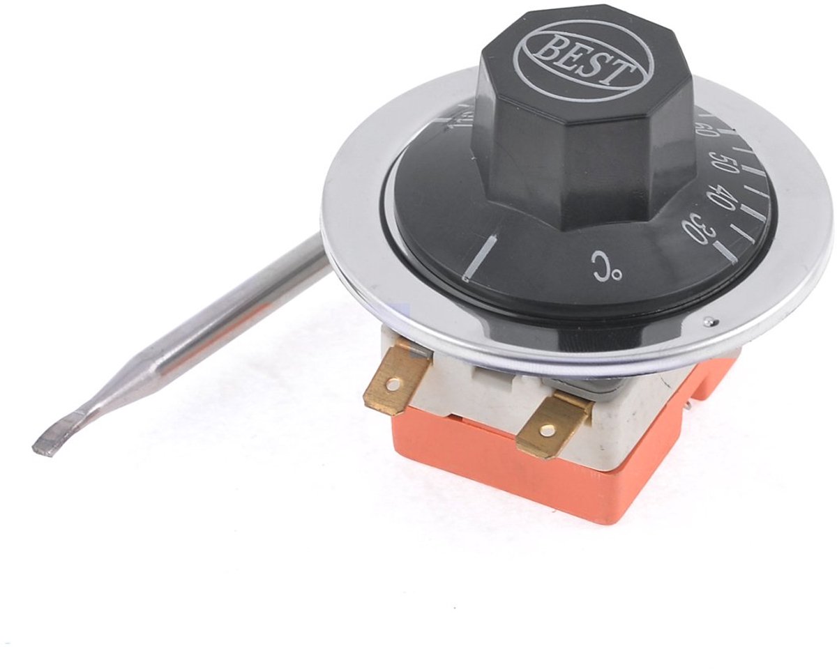SnelShoppen - Temperature Controller Capillaire Thermostaat 30-110°C, Vervangingsonderdeel, Plastic, Metaal, 6mm Probe, Zwart, Voor Keuken, Tuin, Verw