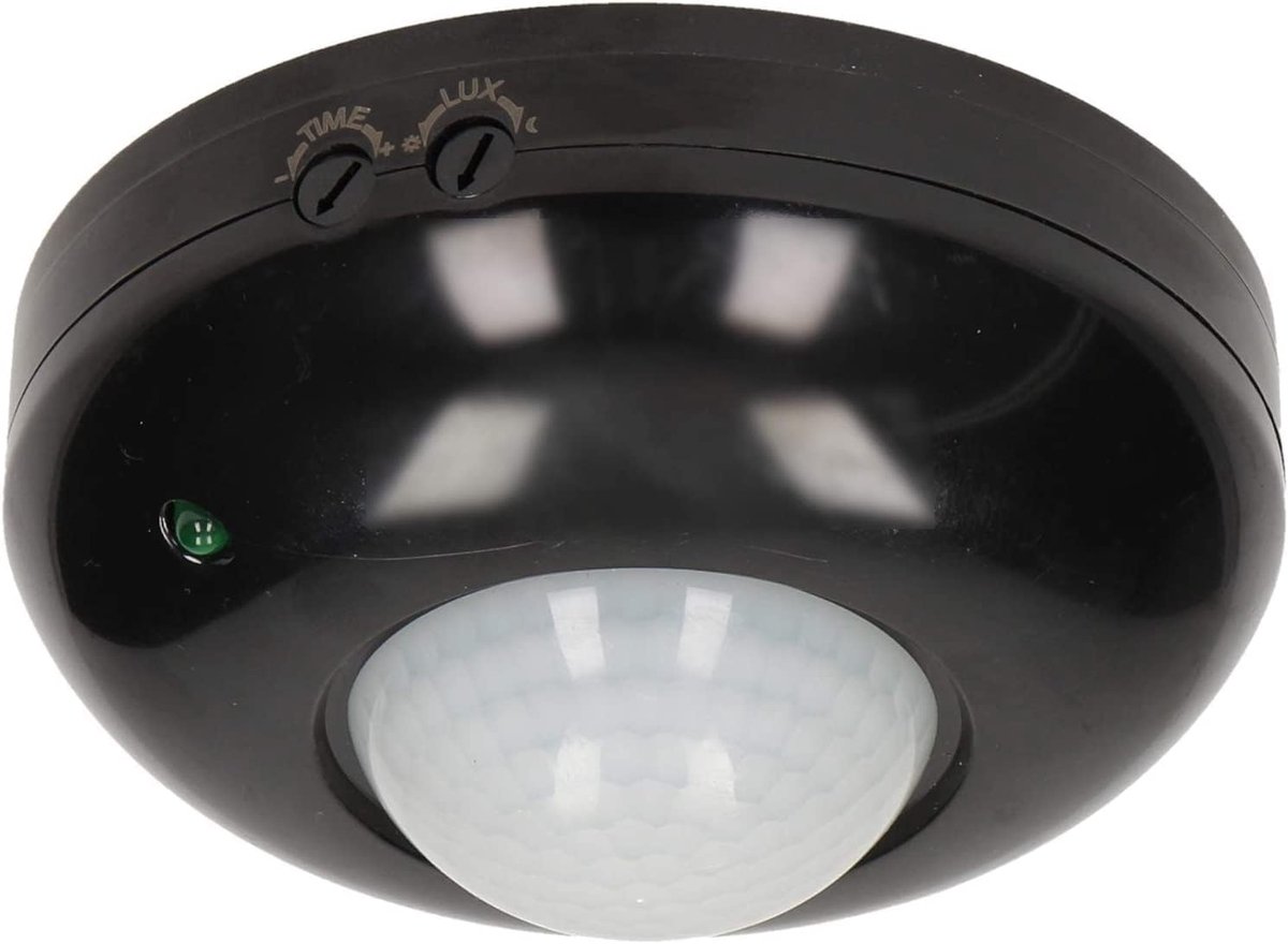 SnelShoppen - Motion Detector Binnen Sensor 360 Graden Beweging Detector Plafond IP20 Voor LED Verlichting 1200W Met LUX Instelling Zwart