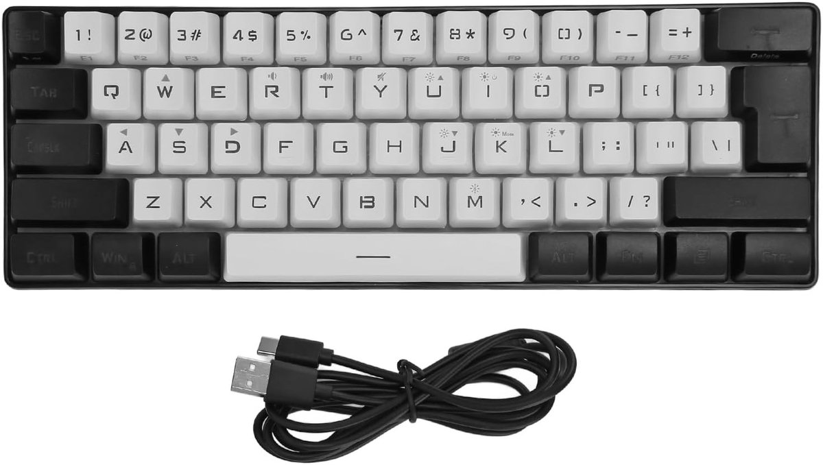 SnelShoppen - 61 Toetsen Gaming Toetsenbord, Mini Ergonomisch RGB Toetsenbord, Bedraad Mechanisch Toetsenbord met LED Achtergrondverlichting voor Kant