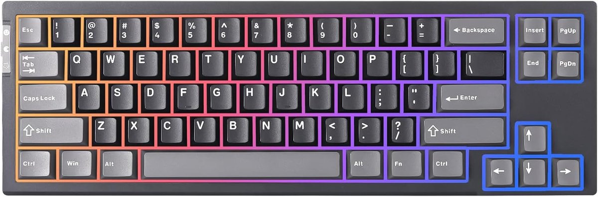 SnelShoppen - Gaming Toetsenbord 68-Toetsen TKL, Hot Swappable Mechanisch, RGB Verlichting, Hall Effect Schakelaars, Snelle Respons, Zwart, Voor PC Ga
