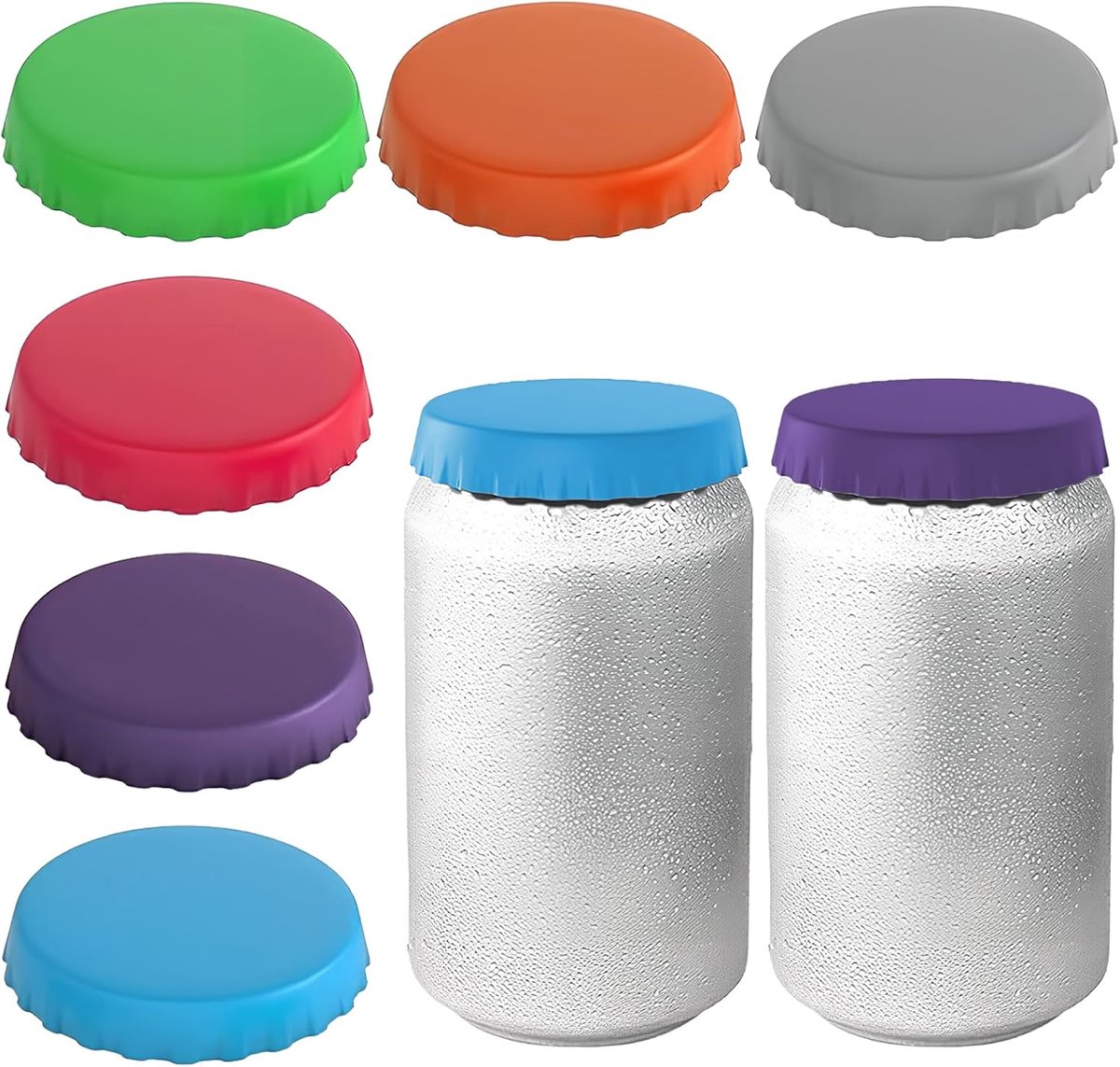 SnelShoppen - 6 Stuks Siliconen Lids voor Blikjes - Herbruikbare Multi-Kleur Deksel voor Bier, Frisdrank en Cola - Geschikt voor Standaard Blikjes - E