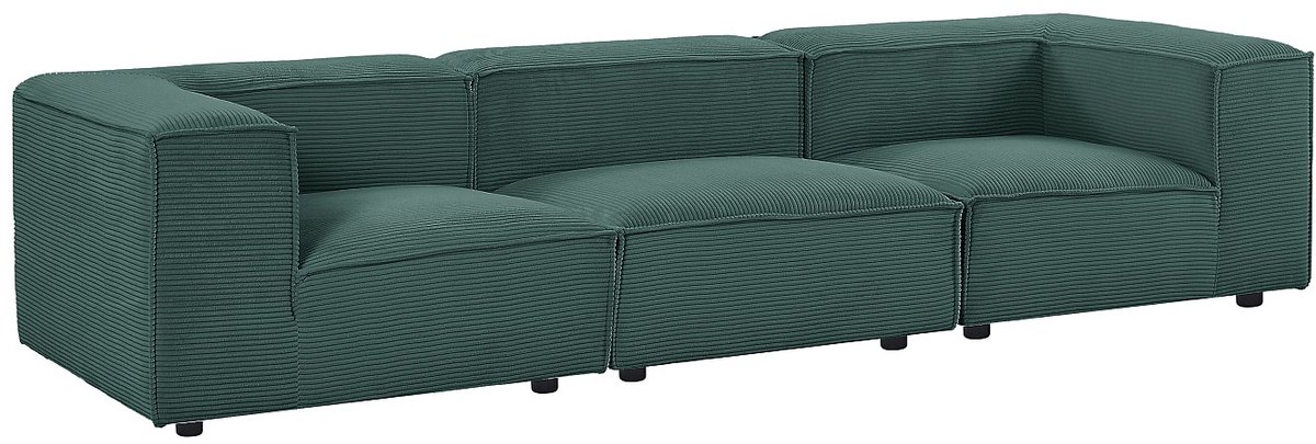 Vente-unique Modulaire vierzitsbank in groen ribfluweel RUZOLO