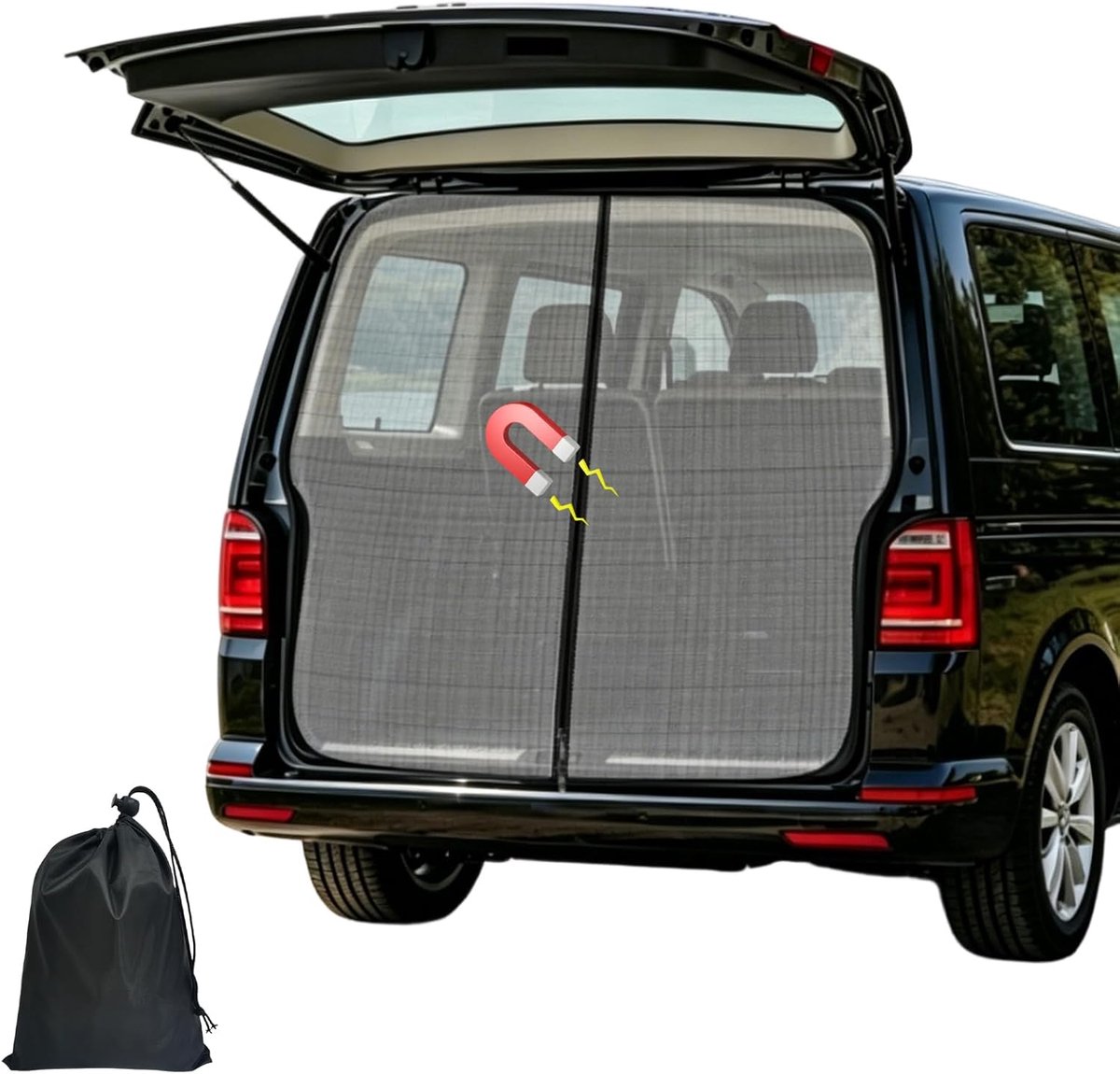 SnelShoppen - Magnetisch Muggennet VW T5 T6 Achterklep - Insectenbescherming, Zonnenschaduw, Ventilatie, Ideaal voor Kamperen en Reizen