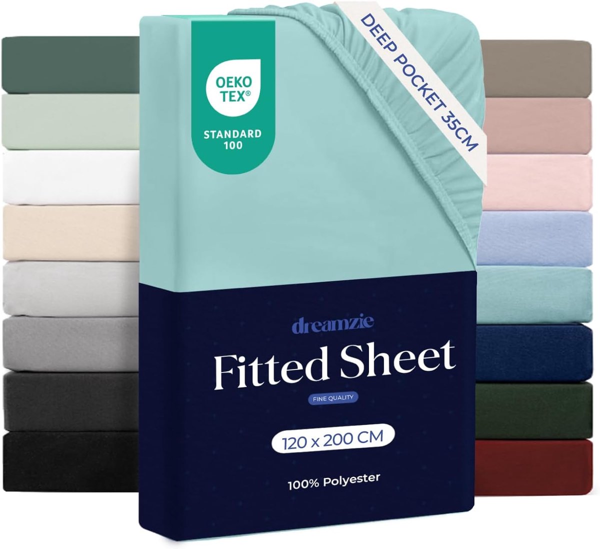 SnelShoppen - Fitted Sheet 120 x 200 cm - Aqua Microfiber - Voor Dikke Matrassen - Hoekhoogte 35 cm - Oeko-Tex Gecertificeerd - Dagelijks Gebruik