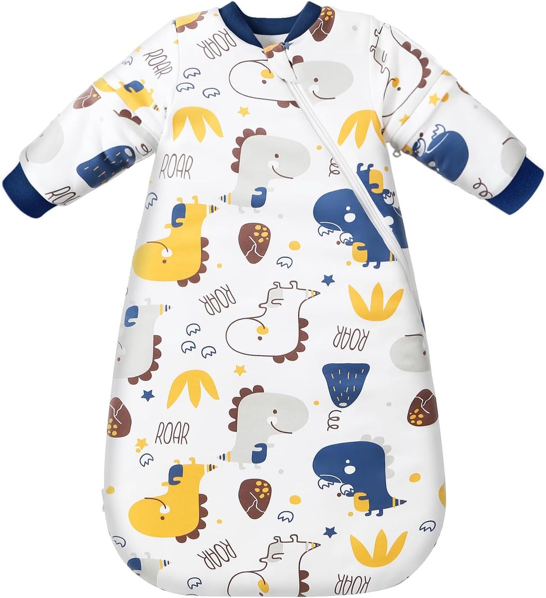 SnelShoppen - Baby Slaapzak Winter 3.5 tog met Verwijderbare Mouwen, Katoenen Slaapzak met Mouwen, Baby Dinosaurus 24-36 Maanden
