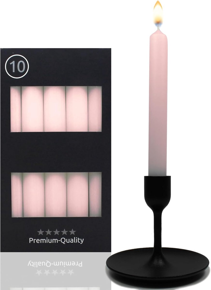 SnelShoppen - Set van 10 Roze Conische Tafelkaarsen 18,5 cm - 7,5 Uur Brandduur - Perfect voor Kandelaren, Chandelier of Feestelijke Gelegenheden