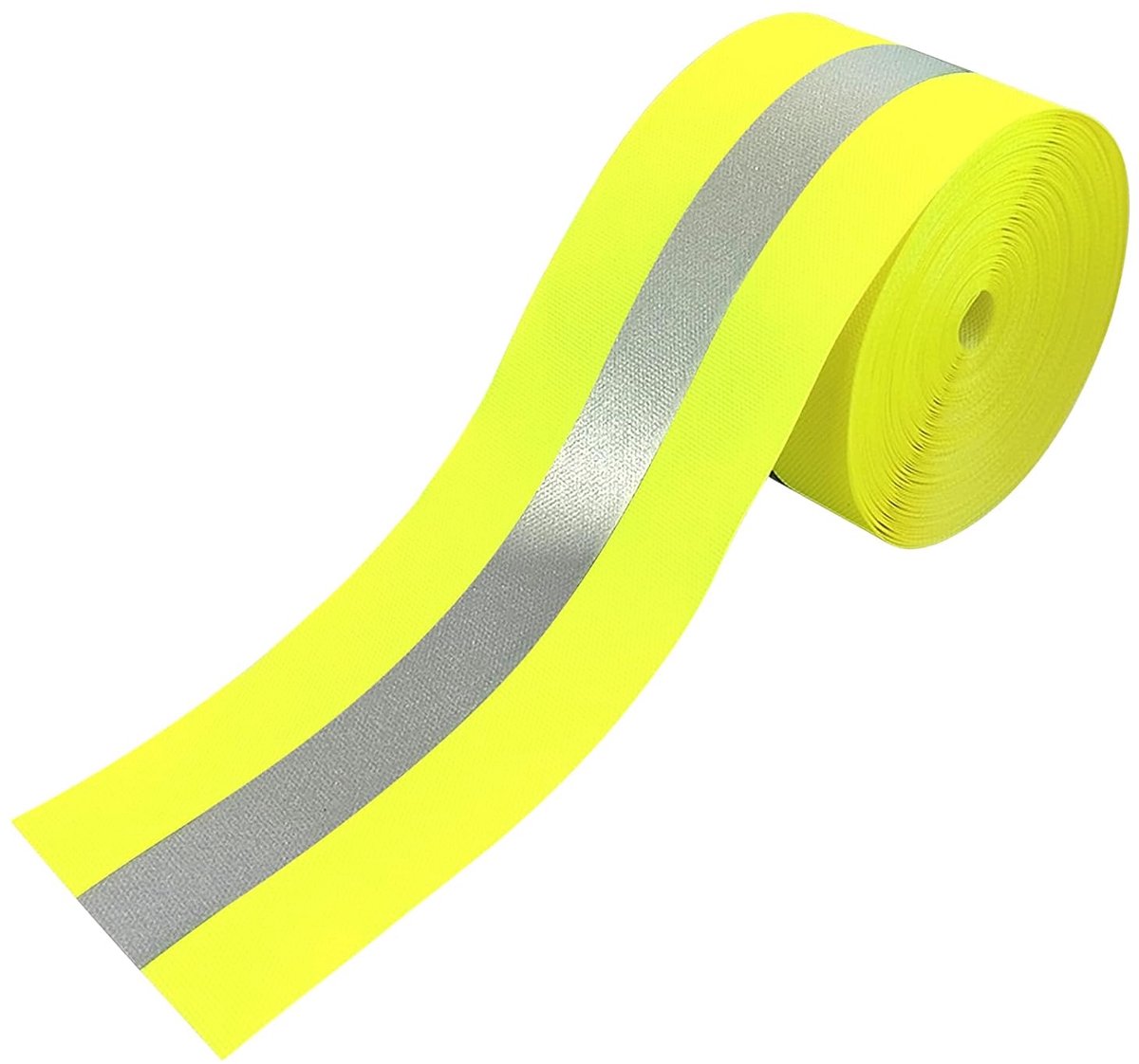 SnelShoppen - Reflecterende Tape voor Kleding, 10 m x 50 mm, Fluorescerend Geel, Niet-Plakkend, 100% Polyester, Hoge Zichtbaarheid, Naai Tape voor Vei