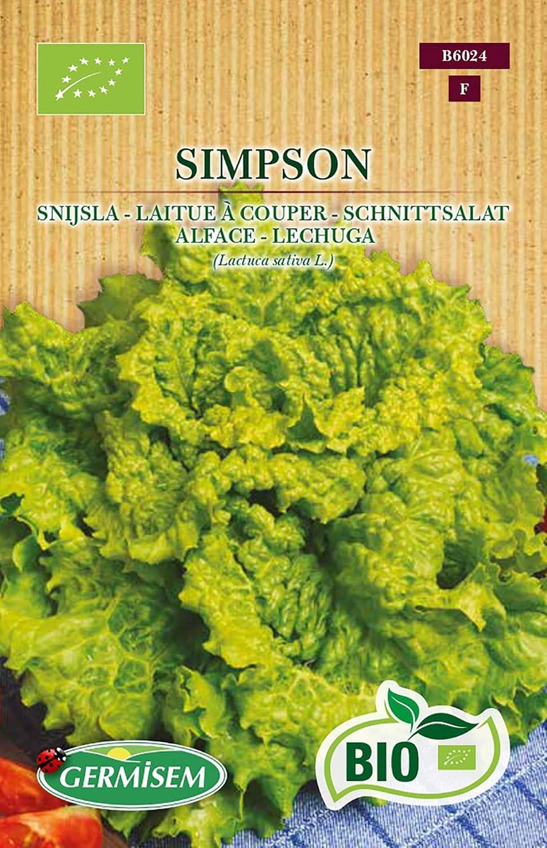 SnelShoppen - Organische Simpson Sla Zaden 1g - Snelle Groeier, Conisch Vormige Salade, Geschikt voor Babybladeren, Ideaal voor Tuin en Keuken
