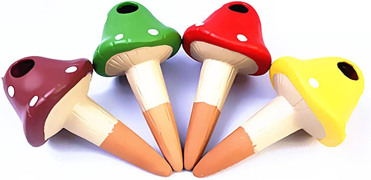 SnelShoppen - 4pcs Terracotta Planten Waterballen - Automatische Plantenbewatering - Paddenstoelvorm - Zelfwaterend Systeem voor Binnen & Buiten - Irr