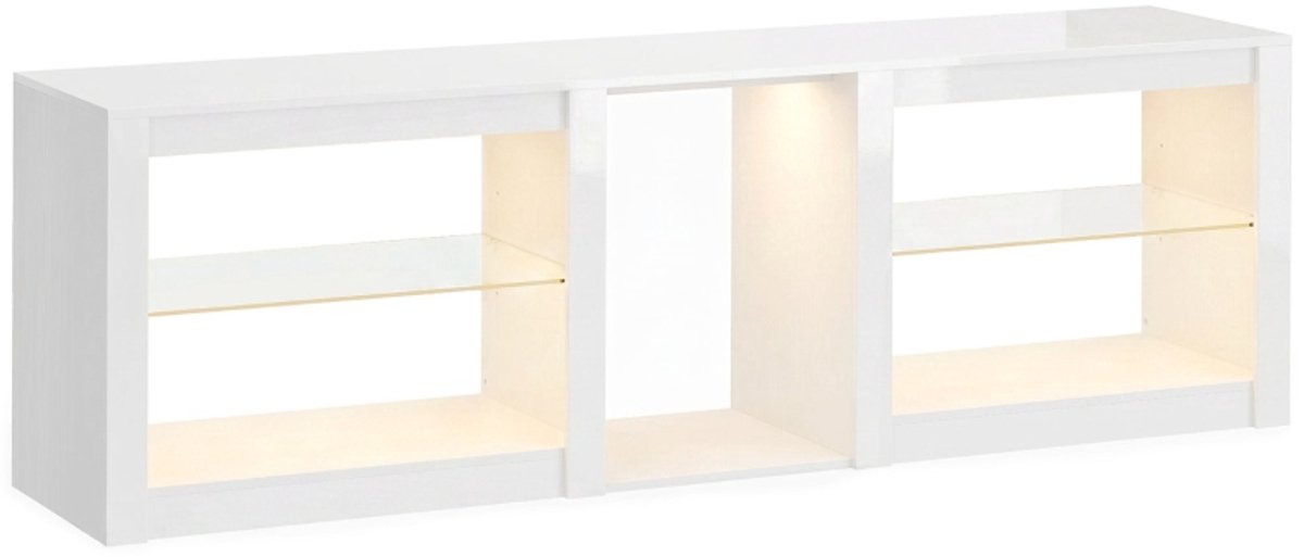 Clruro Tv-meubel - 160 × 35 × 52 cm - met RGB-LED - Metaal - Wit
