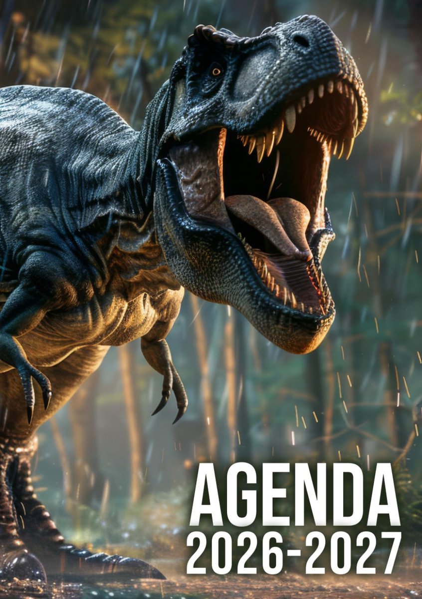 SnelShoppen - Agenda Scolaire 2026-2027 - Dinosaure - Journalier - 12x17 cm - Sept 2026 - Juli 2027 - Primaire & Collège - T.Rex & Tyrannosaurus - Voo