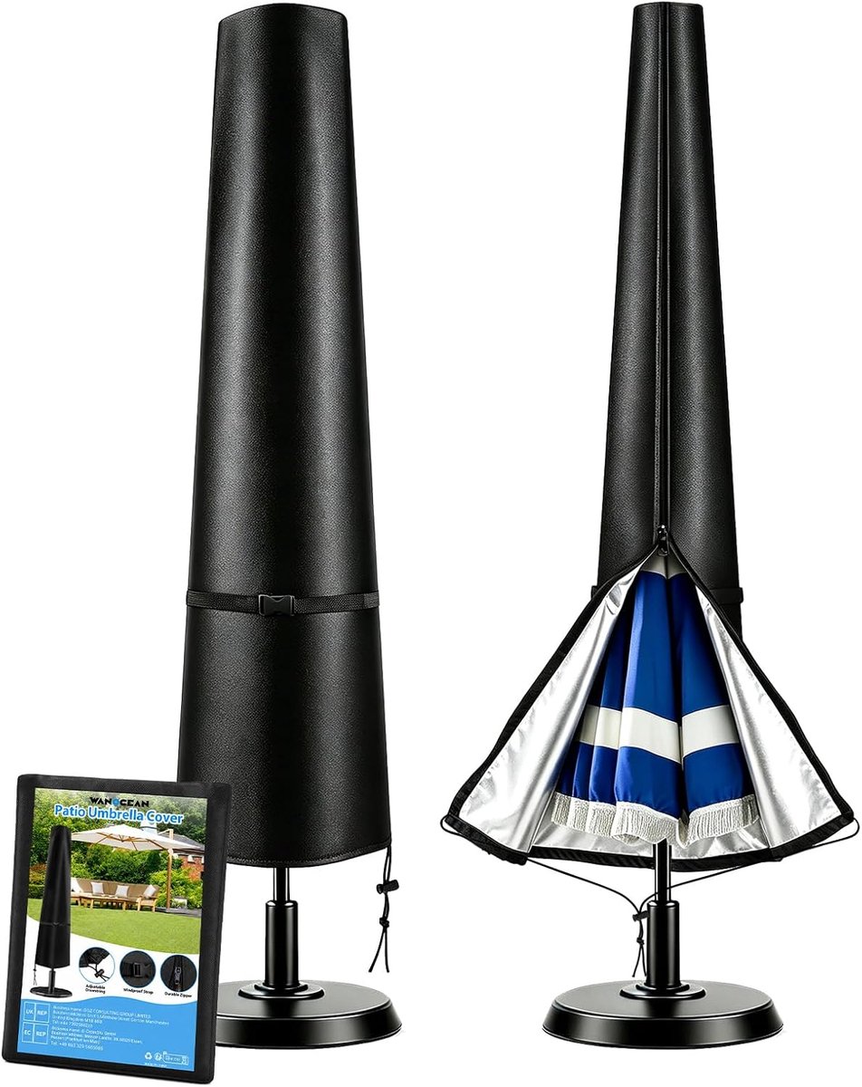 SnelShoppen - Parasolhoes tot 300 cm - Waterdichte Oxford Bescherming - UV-Bescherming - Geschikt voor Tuin en Strand - 190 x 30/40/50 cm