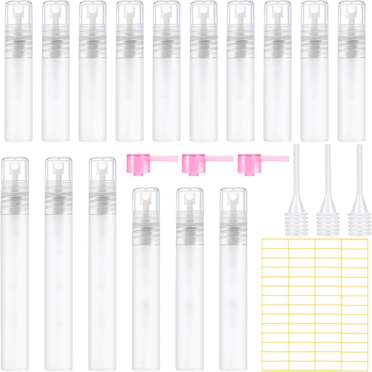 SnelShoppen - Pack van 16 Mini Spray Flacons 5/8/10ml Navulbare Reis Parfum Atomiser Compacte Aftershave Atomiser Lekvrij Fijne Vernevelaar Voor Vlieg