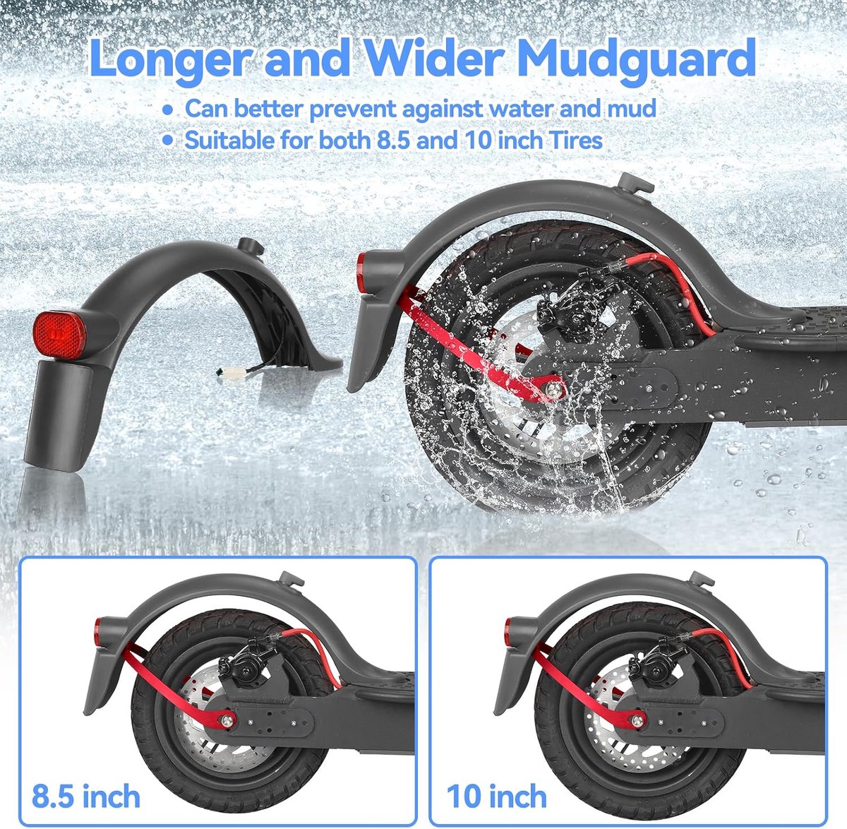 SnelShoppen - Mudguard voor Scooter met Stalen Steun voor M365/M365 Pro - Duurzaam, Stevig, Geschikt voor Bumps en Ruw Terrrein
