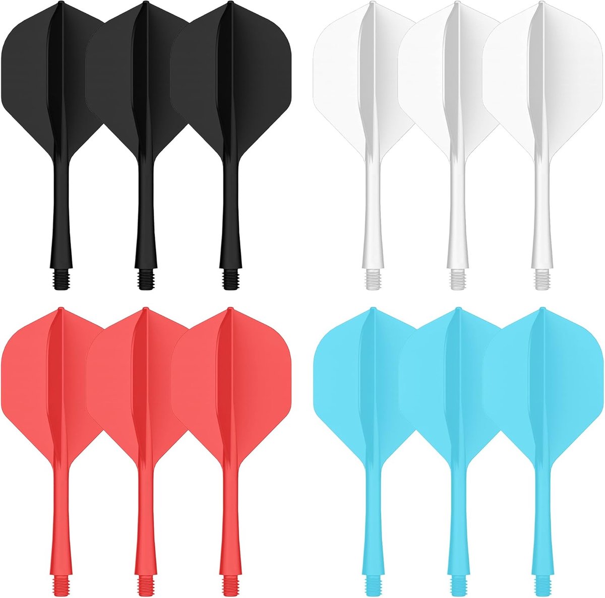 SnelShoppen - Dart Flights en Shafts 12-Pack - Geïntegreerde Dart Vleugels en Stelen met 2BA Draad - Duurzaam Materiaal en Precisie voor Feest en Comp