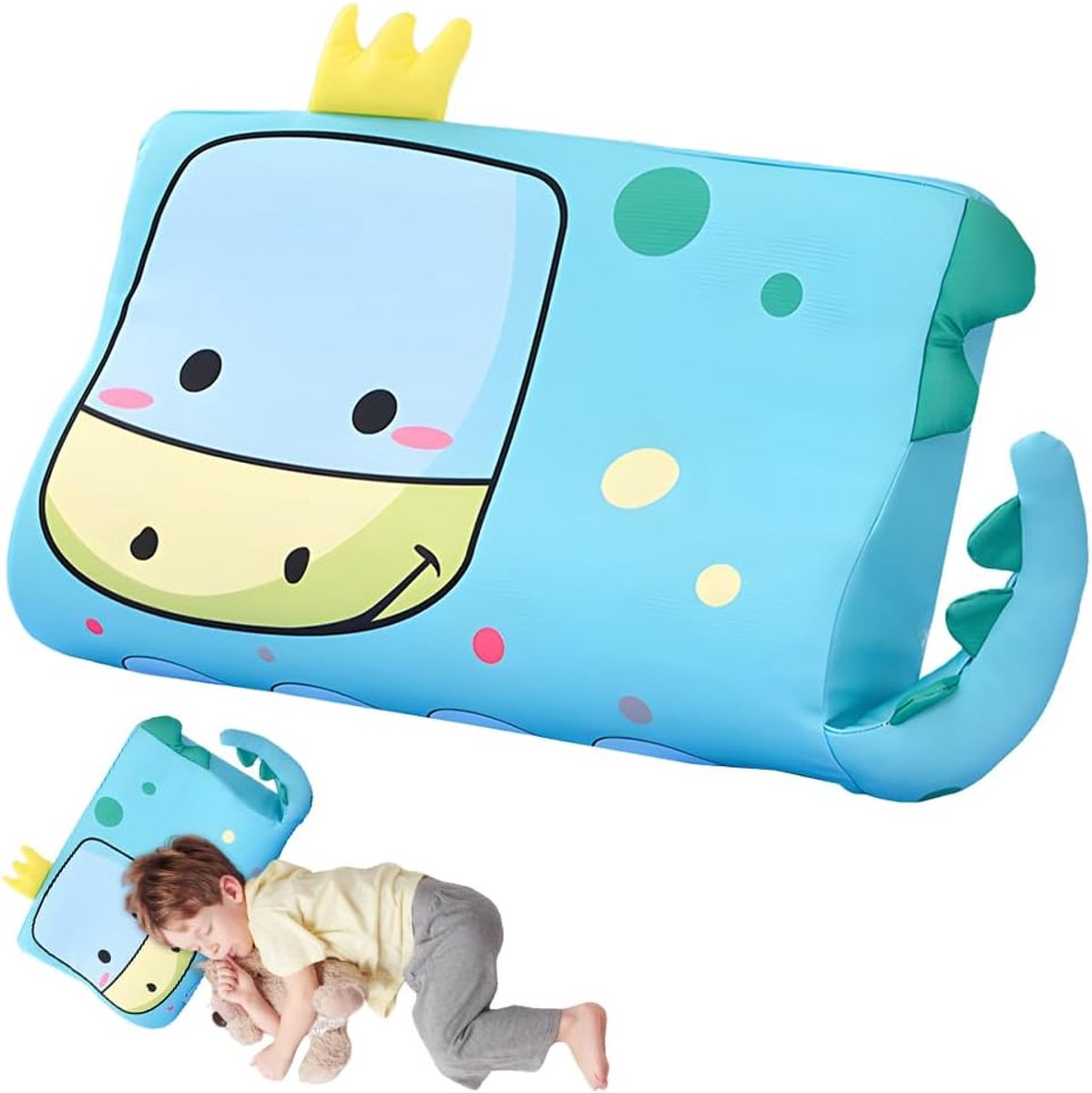 SnelShoppen - Ergonomisch Kinderen Slaapkussen 46x26cm - Geheugenfoam Dinosaur Kussen met Hoes - Ademend Comfort Kussen voor Kinderen - Perfect voor T