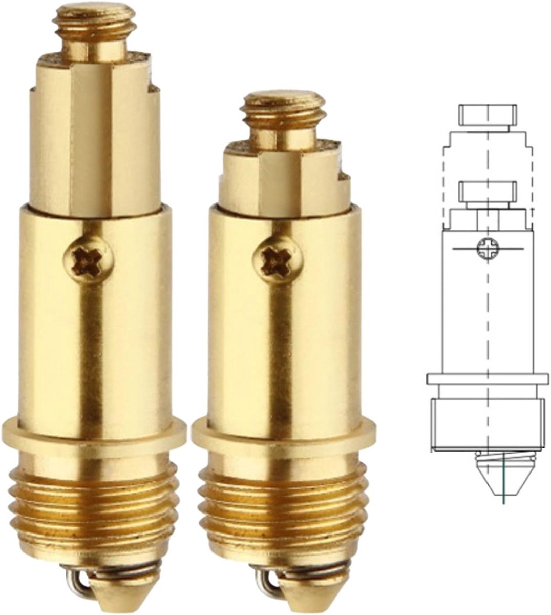 SnelShoppen - 2 Stuks Pop Up Click-Clack Badafvoer Veer Pins Vervangingspennen Messing Afvoer Stopper Voor Badkuip en Wastafel - Sterke Veer Mechanism