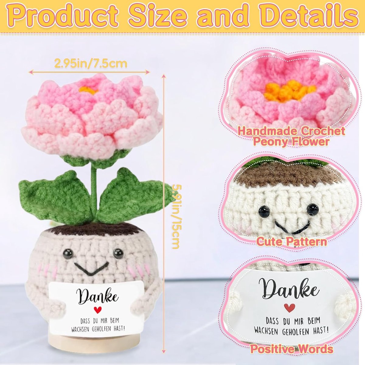 SnelShoppen - Handgemaakte Gebreide Paarse Bloemen, Geluksbrenger van Breiwol, Uniek Bedankcadeau voor Leraren, Collega's, Vrienden en Familie