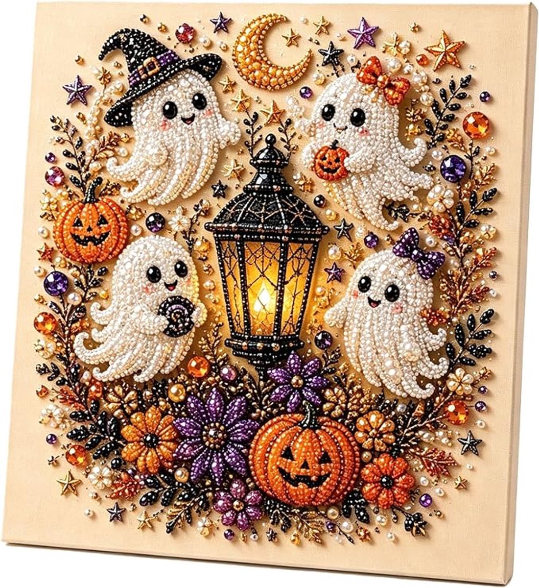 Halloween Diamond Painting DIY-set - 3D Diamond Painting - Schattig spookje - Halloween muurdecoraties - Decoratieve cadeaus - Knutselpakketten voor volwassenen en beginners
