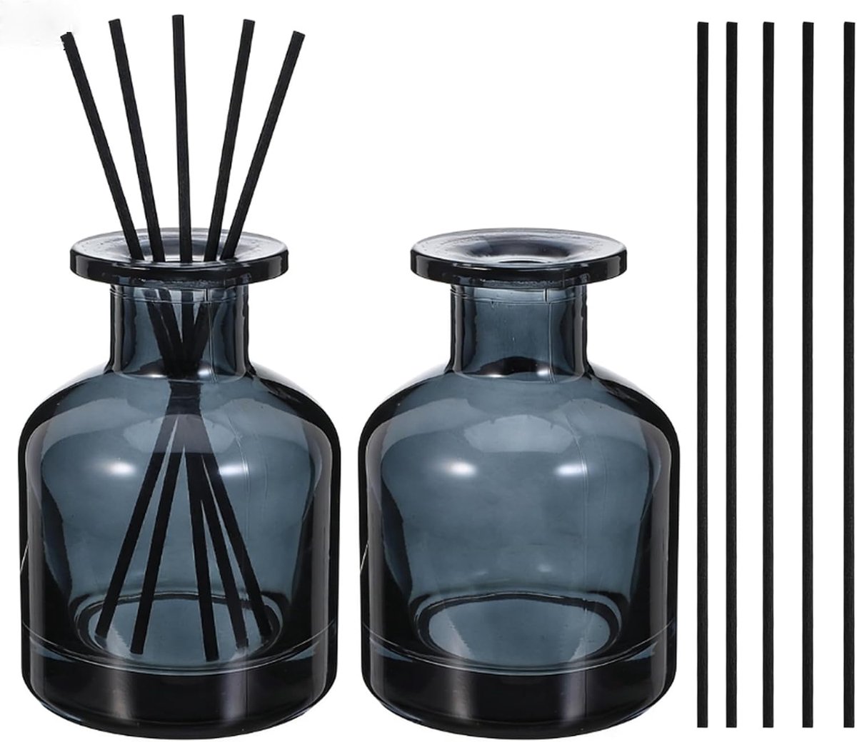 SnelShoppen - Set van 2 150ml Frosted Glazen Diffusers met Geur Sticks - Elegante Roomgeur en Aromatherapie voor Thuis, Kantoor en DIY