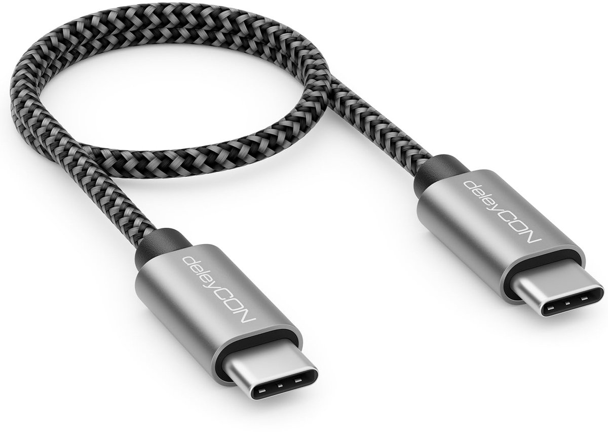 SnelShoppen - 0.3m USB C Kabel PD3.0 (60W Snellader) Korte 30cm C naar C Oplaadkabel voor Smartphones, Tablets, Laptops, Switch, PS5 - Duurzaam en Sne