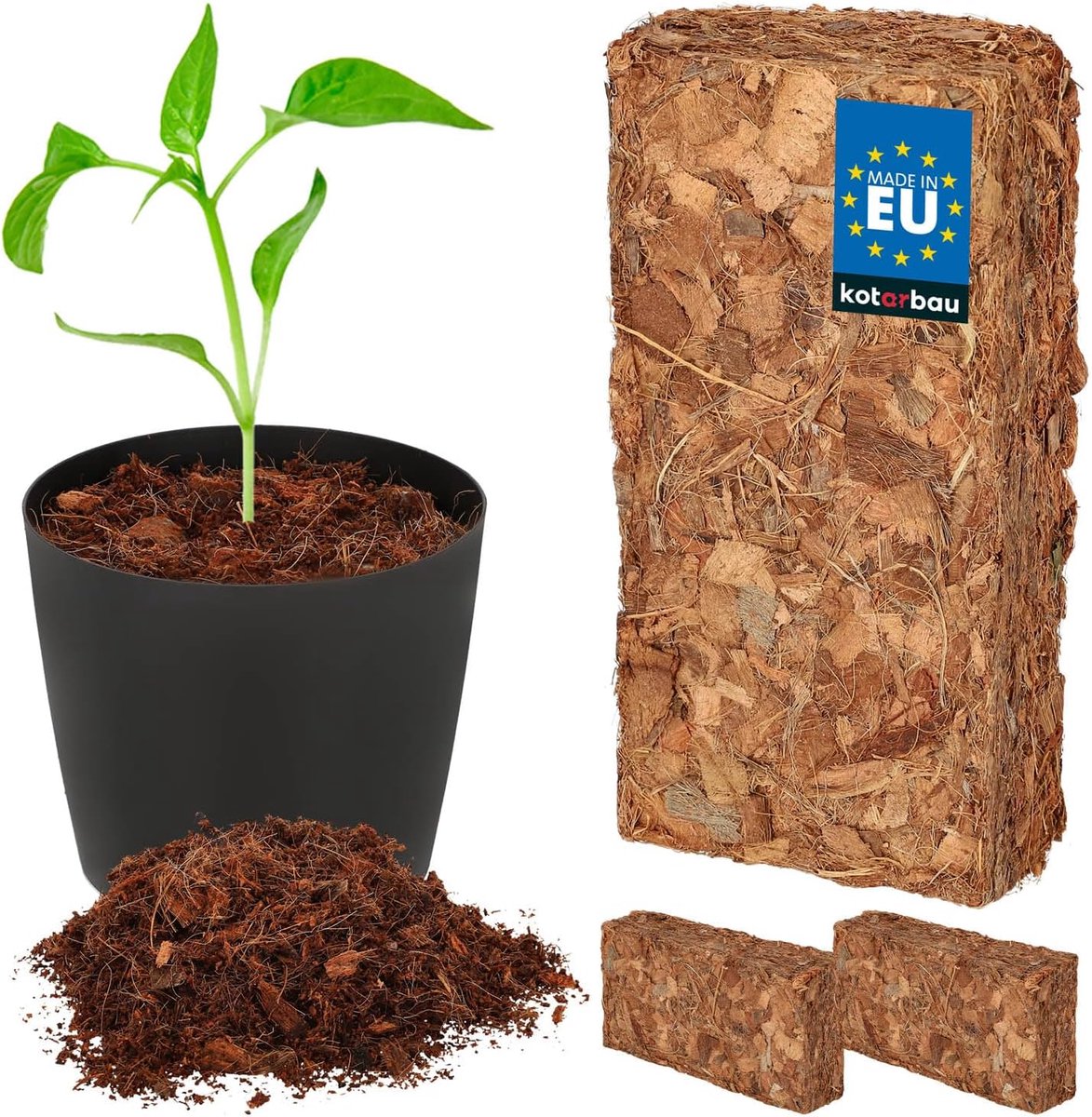 SnelShoppen - Kokosvezel Potgrond voor Planten en Terrariums - 2 x 500 g - 10 L Natuurlijke, Veenvrije Aarde voor Groenten en Fruit