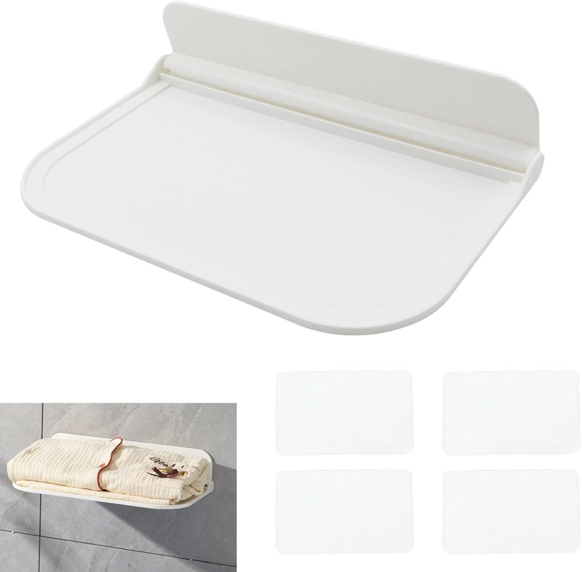 SnelShoppen - Badplank, Wandplanken, Vouwbaar, Wandrek, Doucherek - Geen Boren, Opvouwbaar, Zelfklevend Rek voor Badkamer, Slaapkamer, Voor Routers, K