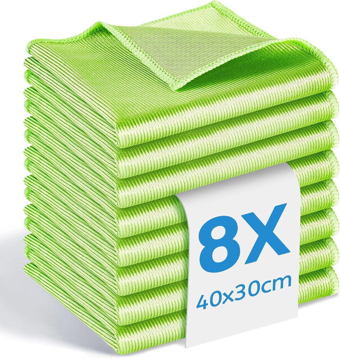 SnelShoppen - Pack van 8 Microvezeldoeken 35x40 cm - Ultra Fijn Reinigingsdoek voor Ramen, Spiegels, Keuken, Badkamer, Auto, Televisieschermen