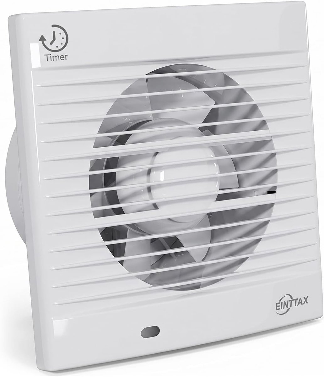 SnelShoppen - 150mm Stille Badkamer Ventilator met Timer en Terugslagklep, Waterdicht voor Badkamer, Keuken, Slaapkamer, Garage, Wit
