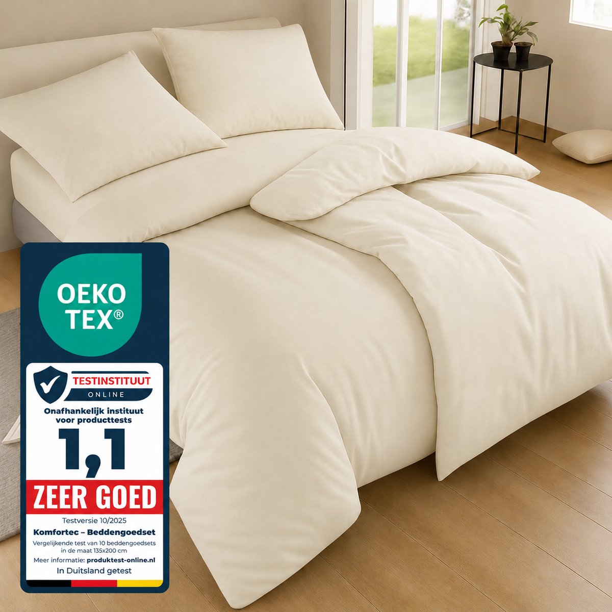 Komfortec Premium Dekbedovertrek 2x135x200 cm + Kussensloop 2x80x80 cm - 100% Microvezel - 90 g/m² - 4-Delige Superzachte Beddengoedset - met Rits - Graad