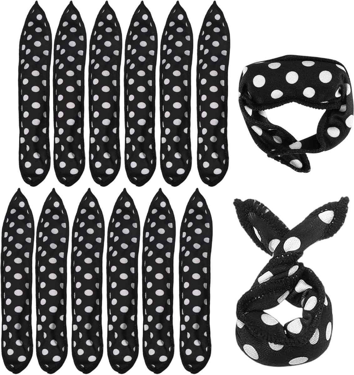 SnelShoppen - 12 Stuks Zachte Foam Curlers voor Natuurlijke Krullen en Golven, Geschikt voor Lang en Kort Haar, Zwart, Ideaal voor Nachtgebruik