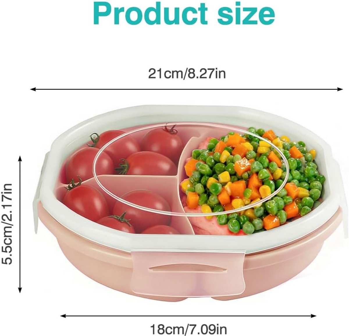 SnelShoppen - Bento Bowl 2-Pack, 3 Compartimenten, Luchtdichte Opbergdoos, BPA-vrij Magnetronbestendig Tafelgerei (Blauw) voor Thuis, Camping, Kindere