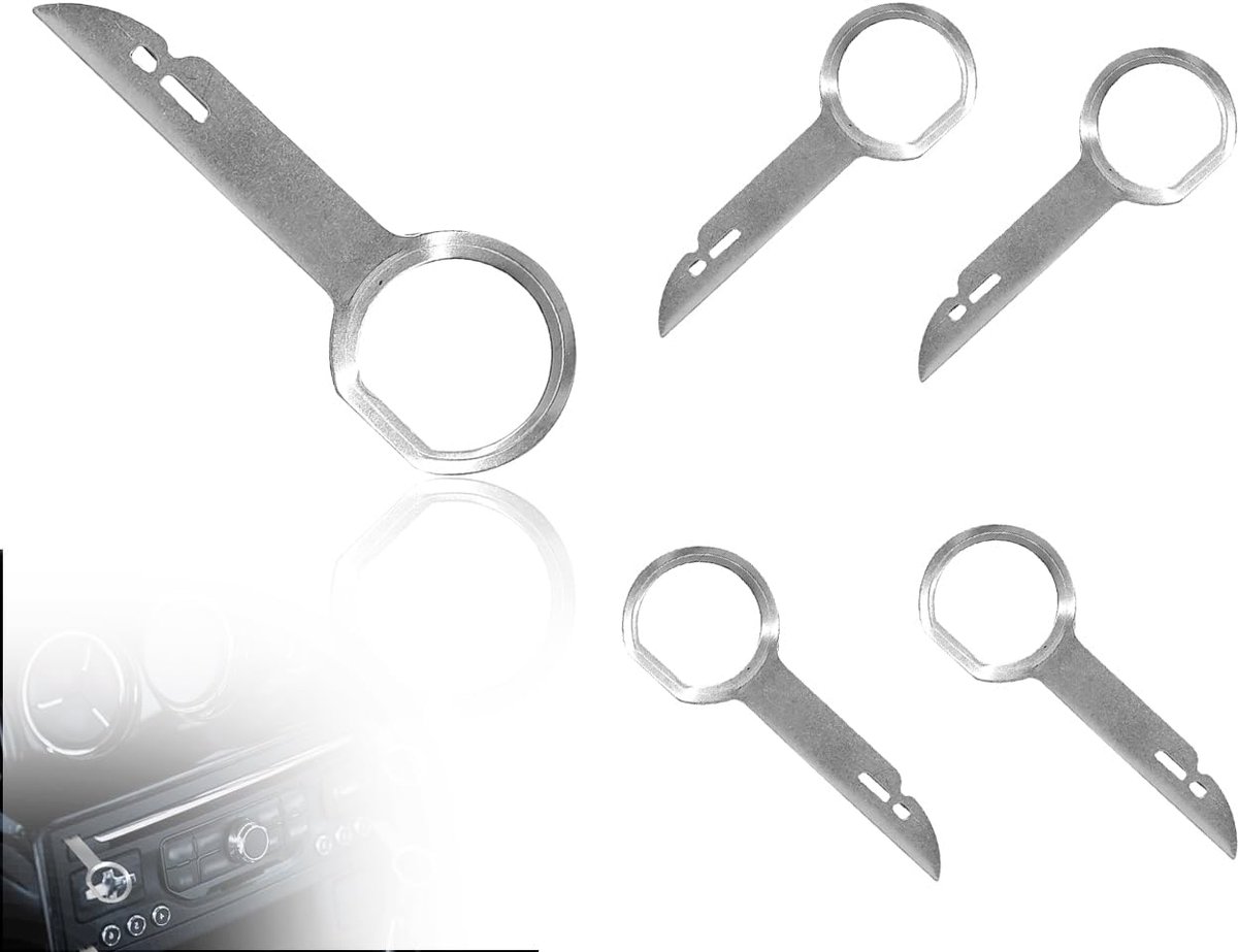 SnelShoppen - Car Radio Removal Tool Set - 4 Stuks - RVS Radio Ontgrendel Tools voor VW en Audi - Eenvoudig en Draagbaar