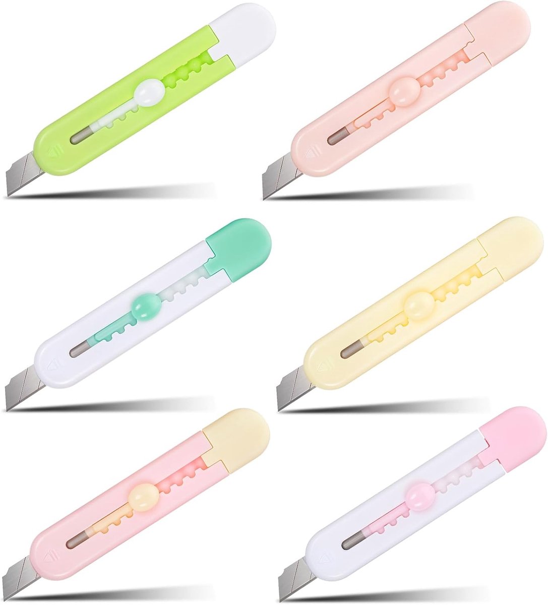 SnelShoppen - 6 Stuks Mini Kartonsnijders, Inklapbare Mesjes, Kleurrijke Dozen Cutter, Handige Briefopener voor Papier, Enveloppen, Pakketten, Dozen,