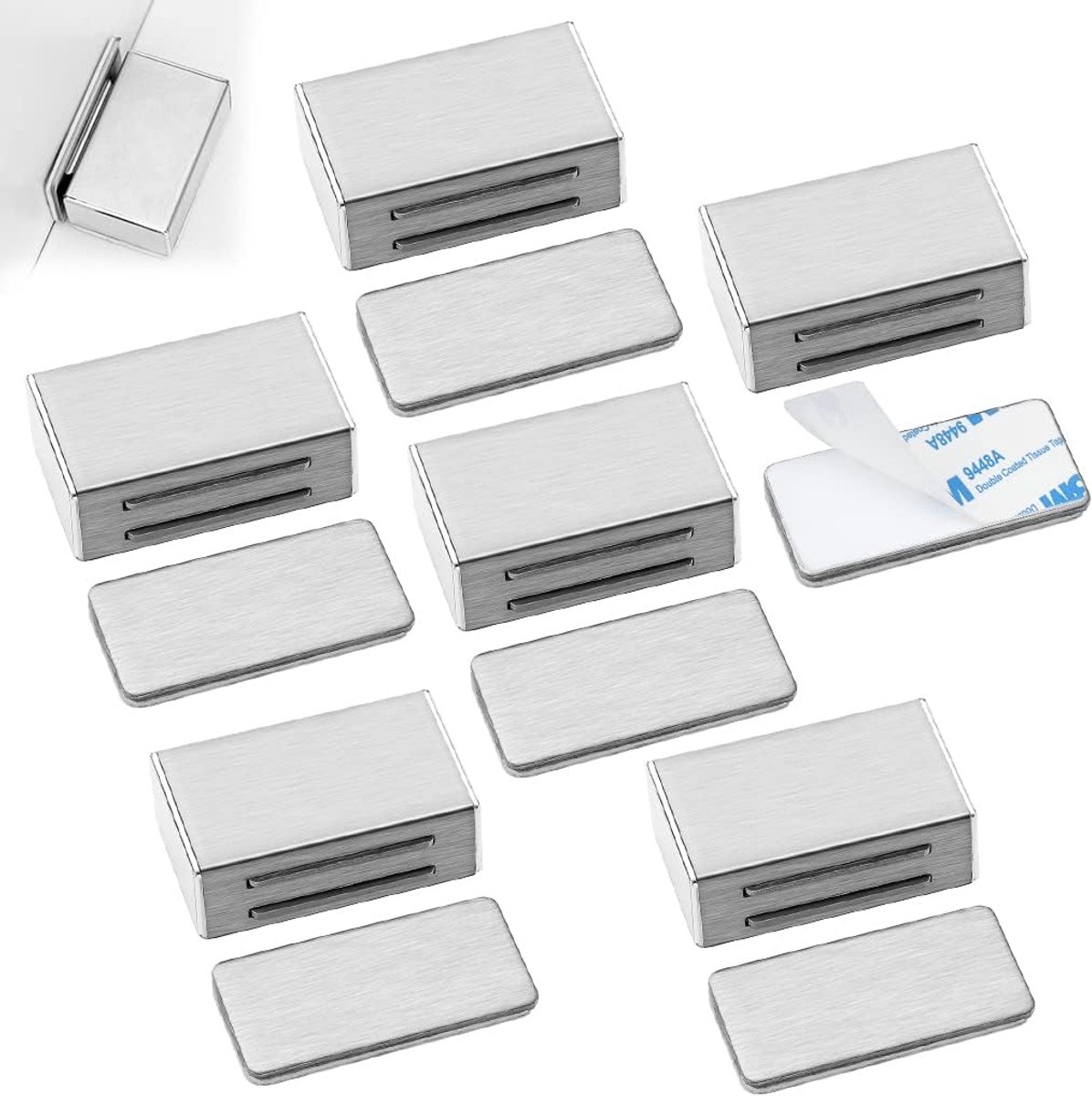SnelShoppen - Magnetische Sluitingen Pack van 6 - Sterke Zelfklevende Magneten voor Keuken- en Meubeldeuren - RVS, Duurzaam en Corrosiebestendig - Ide