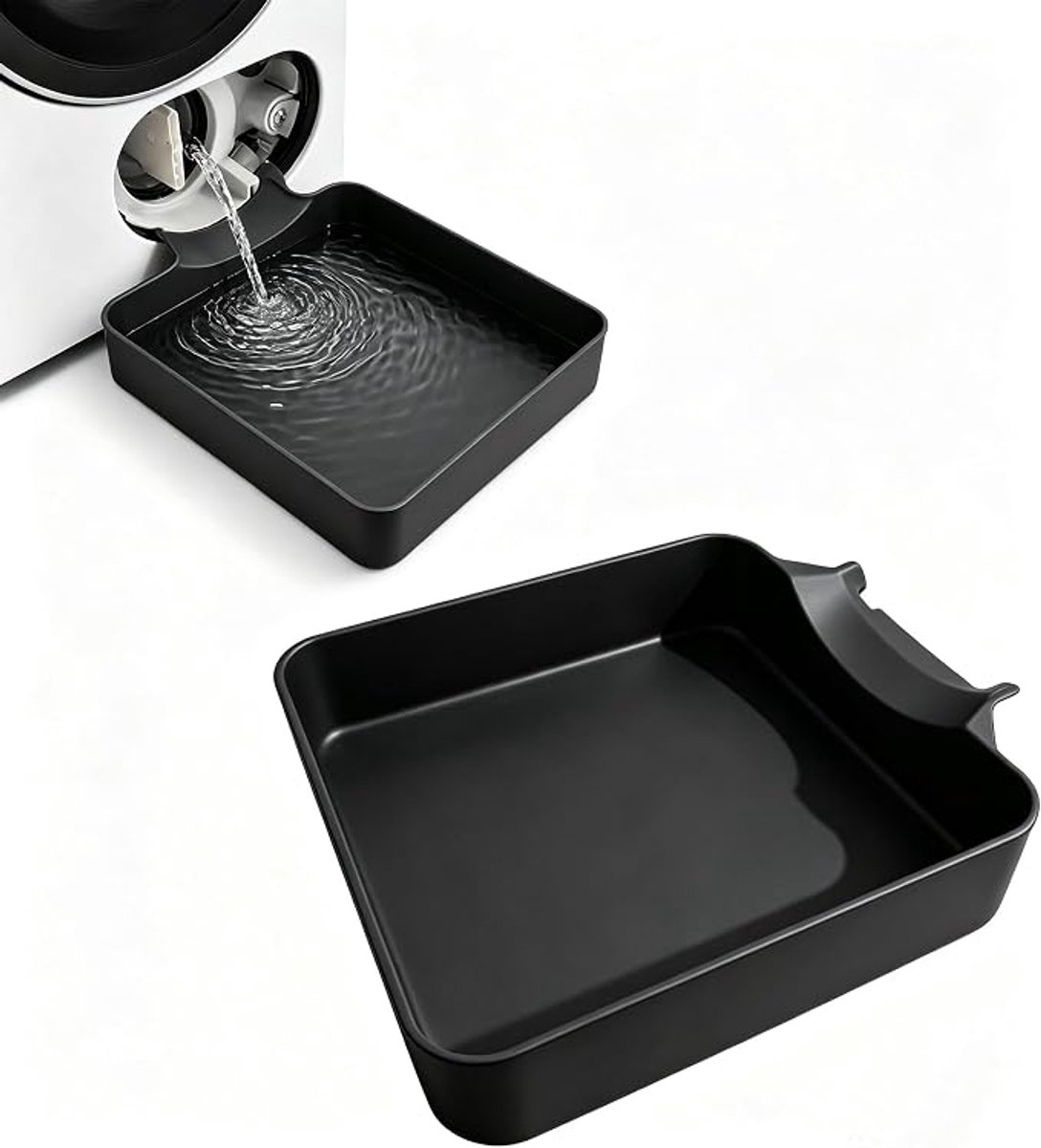 Lekbak Wasmachine - Opvangbak - Universele Wasmachine Lekbak -Afvoerbak Voor Wasmachines - 17.5 × 16.4 × 4.5 Cm - Eenvoudig Te Installeren - Afvoer Van De Wasmachine - Afvoerbak - Geschikt Voor Appartementen, Garages En Huurwoningen - Zwart