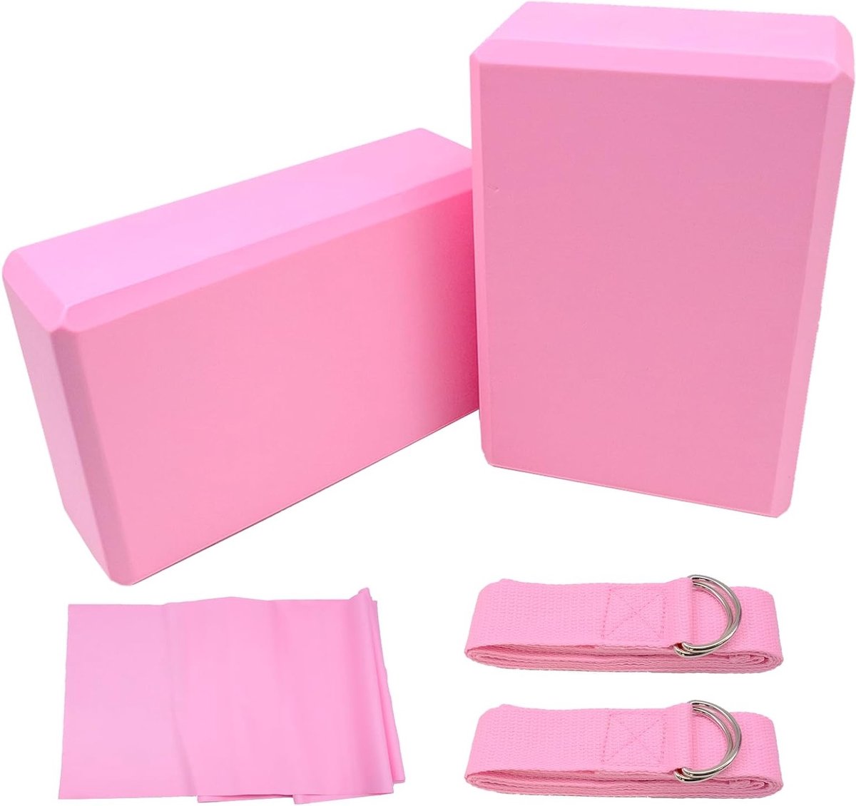 Set van 2 Yoga Blokken met Strap - Lichtgewicht EVA Foam, Antislip Blokken voor Stretching, Meditatie en Flexibele Houdingen