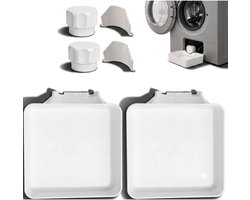 Lekbak wasmachine - set 6 stuks(2Waterbak + 2universele geleideschoep + 2moer)- 17,8 ×17,8 x 5cm - Lekbak voor Wasmachine en Vaatwasser - Vloerbescherming tegen waterschade - universele - wateropvangbak voor kelder, woning, camper - wit