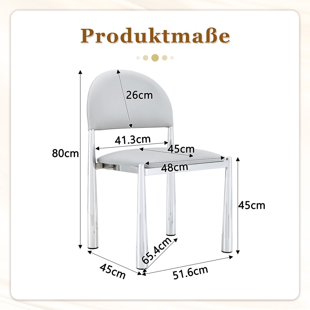 2 Delige Set Eetkamerstoelen Moderne Eetkamerstoel Met Halfronde Rugleuning Pu Leer En Metalen Poten Voor Keuken En Eetkamer Lichtgrijs
