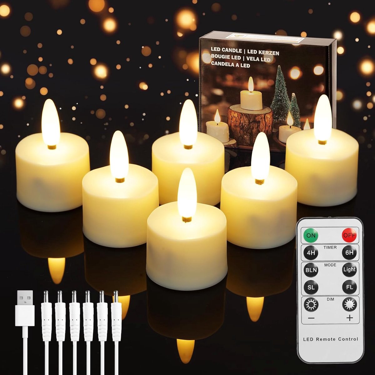 SnelShoppen - Oplaadbare Teelicht Kaarsen met Afstandsbediening, Flameless LED Theelichten Warm Wit voor Halloween, Kerst, Bruiloften, Decoraties met