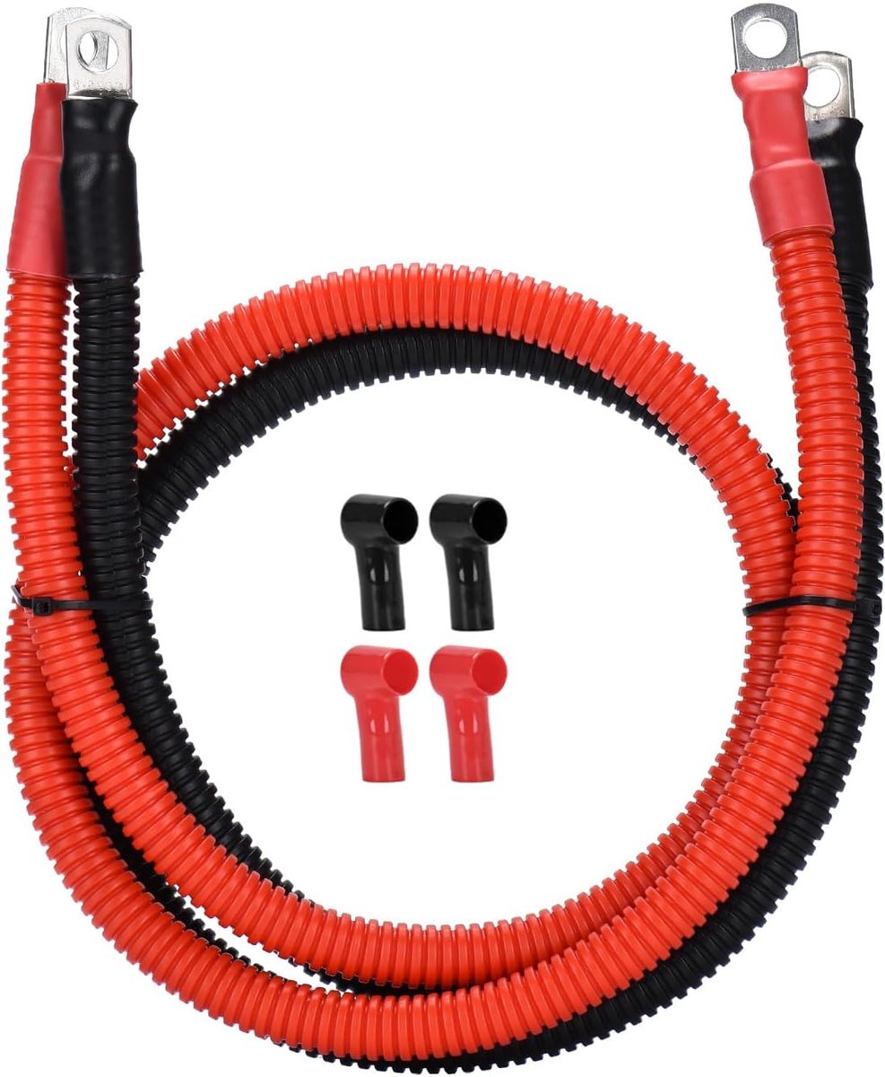 SnelShoppen - DIHOOL Accukabel 25 mm² M8 100 cm 4 AWG Siliconen Kabel, Flexibel en Hittebestendig, Voor Auto, Boot, Tuin, Camping